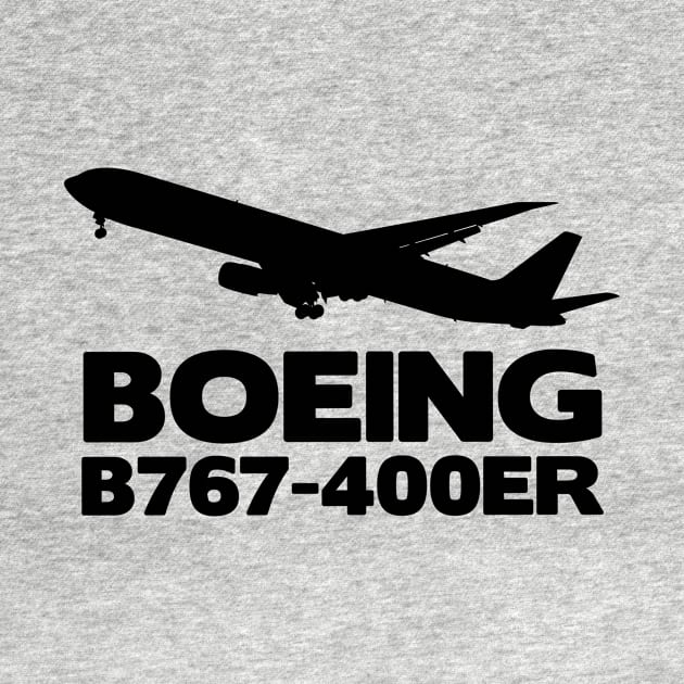 Boeing B767-400ER Silhouette Print (Black) by TheArtofFlying